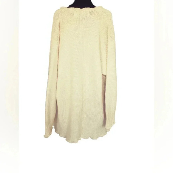 Vintage Boho M/L Cottagecore Grandmacore Hand Knit Cotton Longline Cardigan - Picture 5 of 8